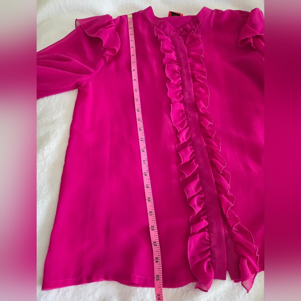 V Cristina Women's Sheer Mgenta Ruffle Blouse Size M - Picture 12 of 13